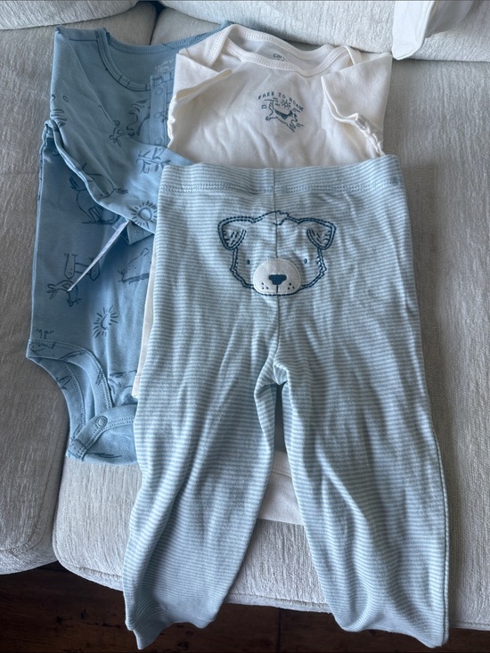 Carter's Other - Carter's Blue and White Baby Matching Set with Bear